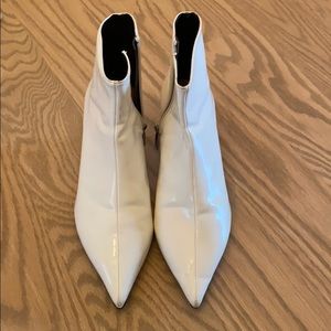 Zara white patent bootie